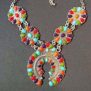 BoHo Style Rainbow Colored Necklace & Earrings